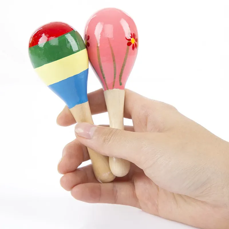 wholesale Wooden Sand Hammer Baby Toy Egg Shakers Musical Toy Baby Rattle Early Educational Children ZZ