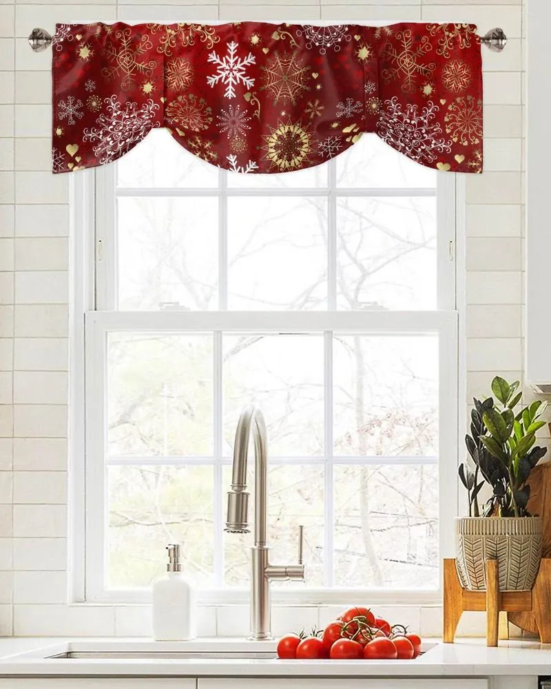 Gardin jul snöflinga textur fönster vardagsrum kök skåp bindning valansstång ficka