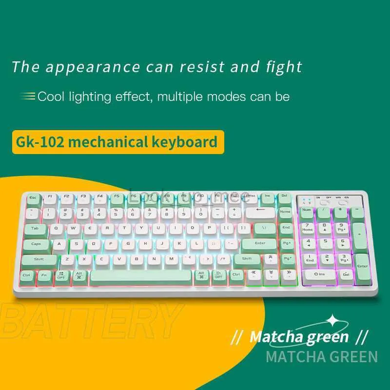 Neue GK102 verkabelte mechanische Tastatur mit Hintergrundbeleuchtung, Goldschalter, voller Schlüssel, Hot-Swap-fähig, professioneller Esports-Gaming-Büro-Laptop HKD230808