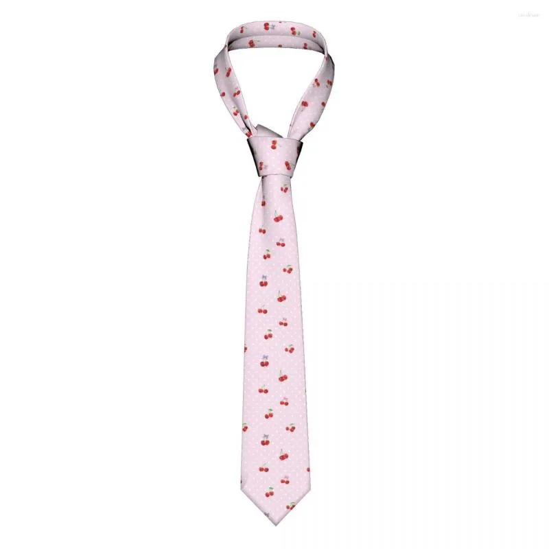 Bow Ties Pink Cherry Neckties Unisex Polyester 8 Cm Cute Neck Tie For Mens Fashion Narrow Daily Wear Cravat Wedding Party