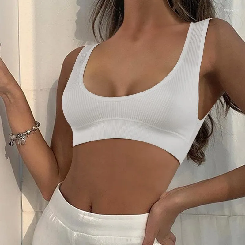 Yoga Outfit Sexy Deep U Sans Fil Soutien-Gorge Sans Soudure Femmes Bras Dames Sous-Vêtements Rembourrés M-L Confortable Bralette Intimates 2023