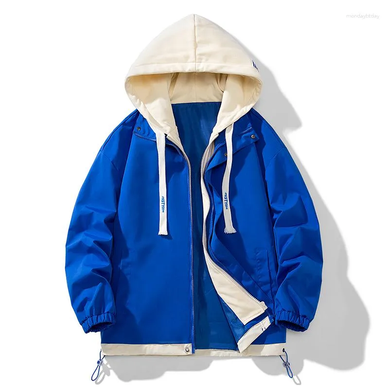 Herrjackor vår överdimensionerade huva jacka män zip up baggy coat mode koreanska streetwear vindbrytare ytterkläder kläder toppar man plus plus plus plus plus plus plus plus plus