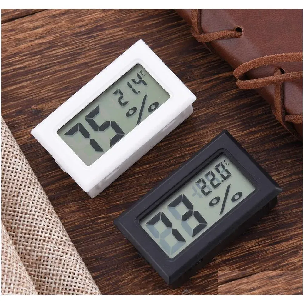 Partihandelstemperaturinstrument 2021 Trådlös LCD Digital inomhustermometer Hygrometer Mini Temperaturfuktighet Mätare Black Whitedrop LL