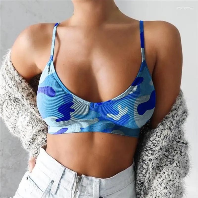 Camisoles Tanks Summer Sexy Women Crop Top Camuflagem Halter Strappy Sutiã Elástico Camisole Tank Tops Bustier Colete Roupa Interior 2023