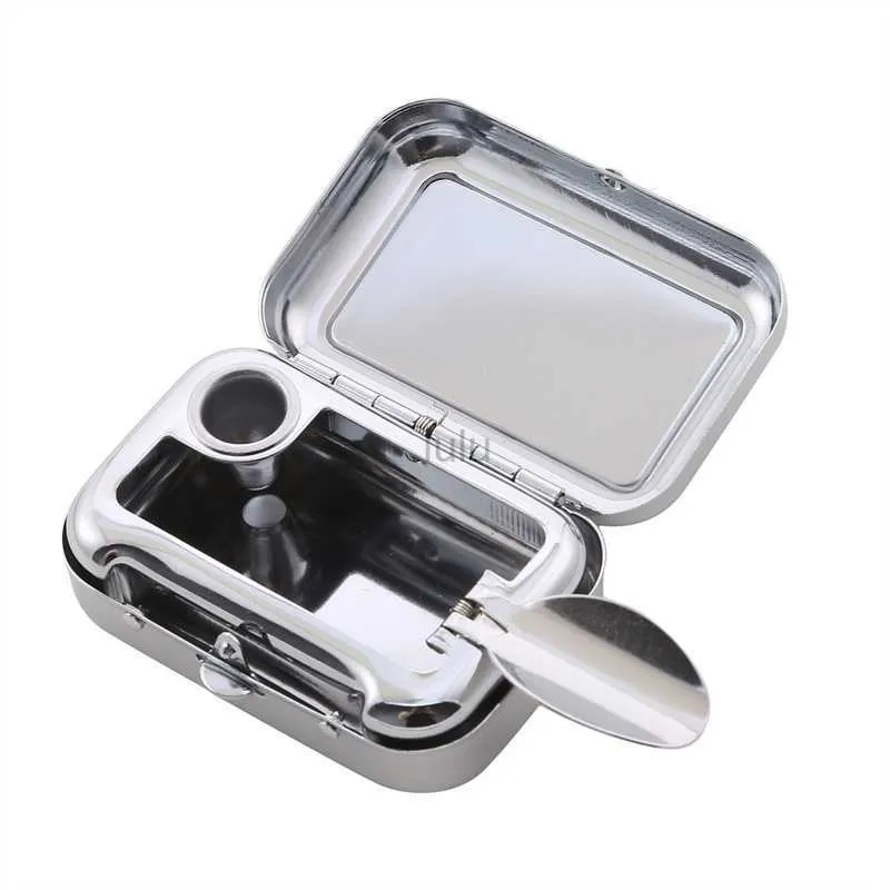 Mini Portable Metal Cigarette AshTray Fashion AshTray Wiht Låsbart lock Desktop Ash Case Outdoor Pocket Ashfray Gift For Man HKD230808