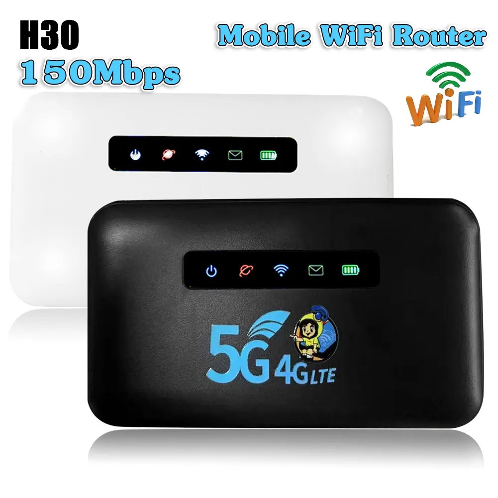 Roteadores H30 Mobile WiFi Router 4G5G LTE 150ms Modem portátil Mini com slot para cartão SIM Bolso de ponto 2600mAh para viagens ao ar livre 230808