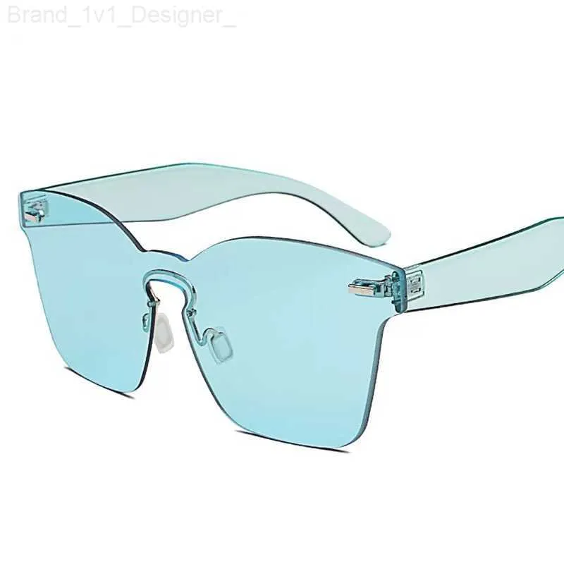 نظارة شمسية كريستال ليدي رخيصة اللون الأحمر الأزرق البني في جودة عالية مع نظارات مربعة مربعة بلا إطار كبير للنساء L230808