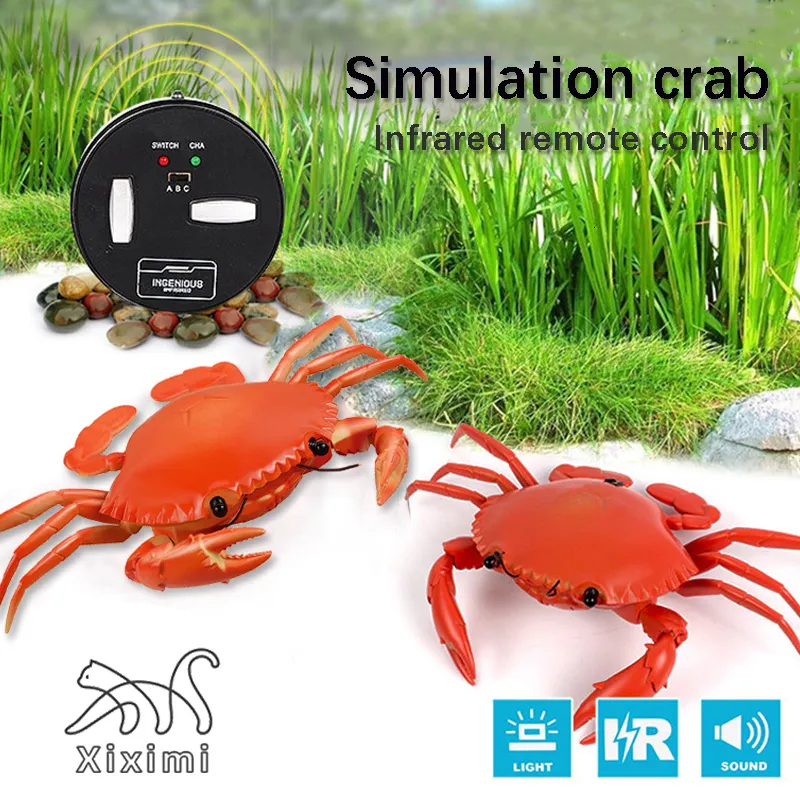 ElectricRC Animals RC Imprared Remote Control Crab Trick恐ろしいいたずらおもちゃ面白い斬新なギフトキッズクリスマスバースデーギフト230807
