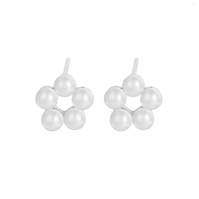 Boucles d'oreilles créoles Design petit et luxueux Personnalité polyvalente Guirlande Perle Argent sterling 925 Texture féminine