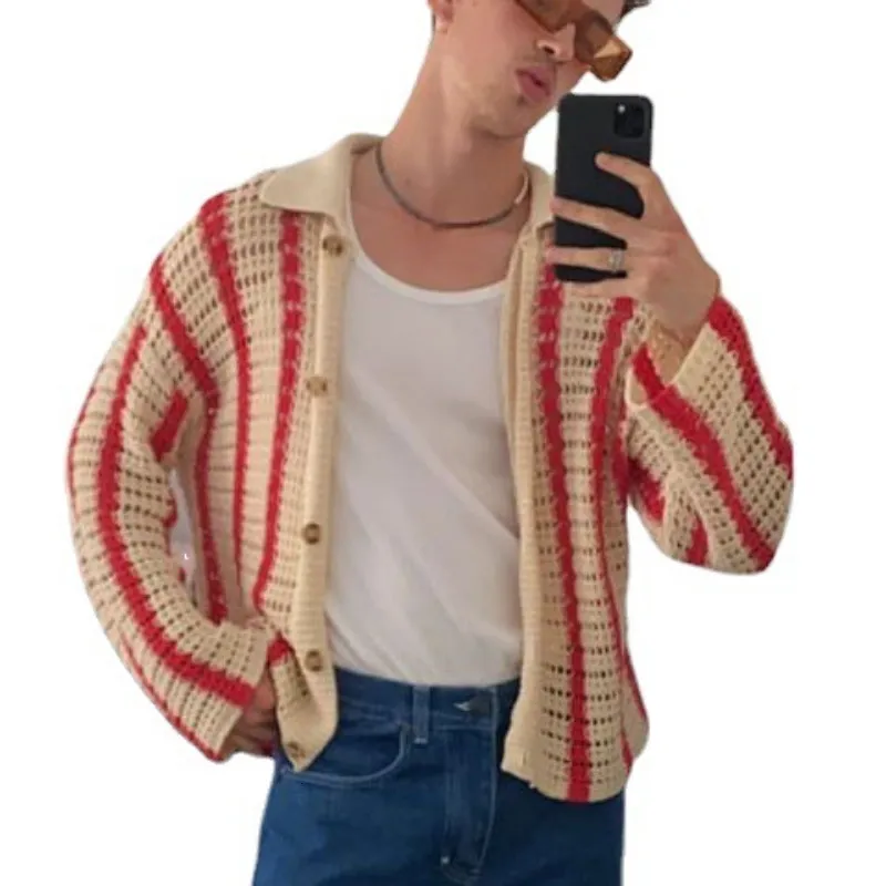 Мужские куртки вязаный кардиганский свитер мужское пальто Универсальное весеннее осенние сплайс контраст модной уличной одежды мужской верхней одежды и куртка 230807