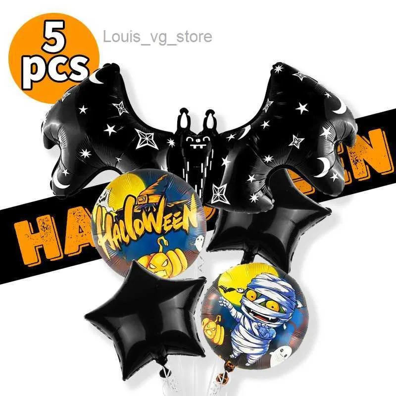 5 teile/satz Halloween Luftballons Kürbis Geister Hexe Fledermaus Spinne  Schädel Form Folie Ballon Geist Festival themed Party dekoration T230808