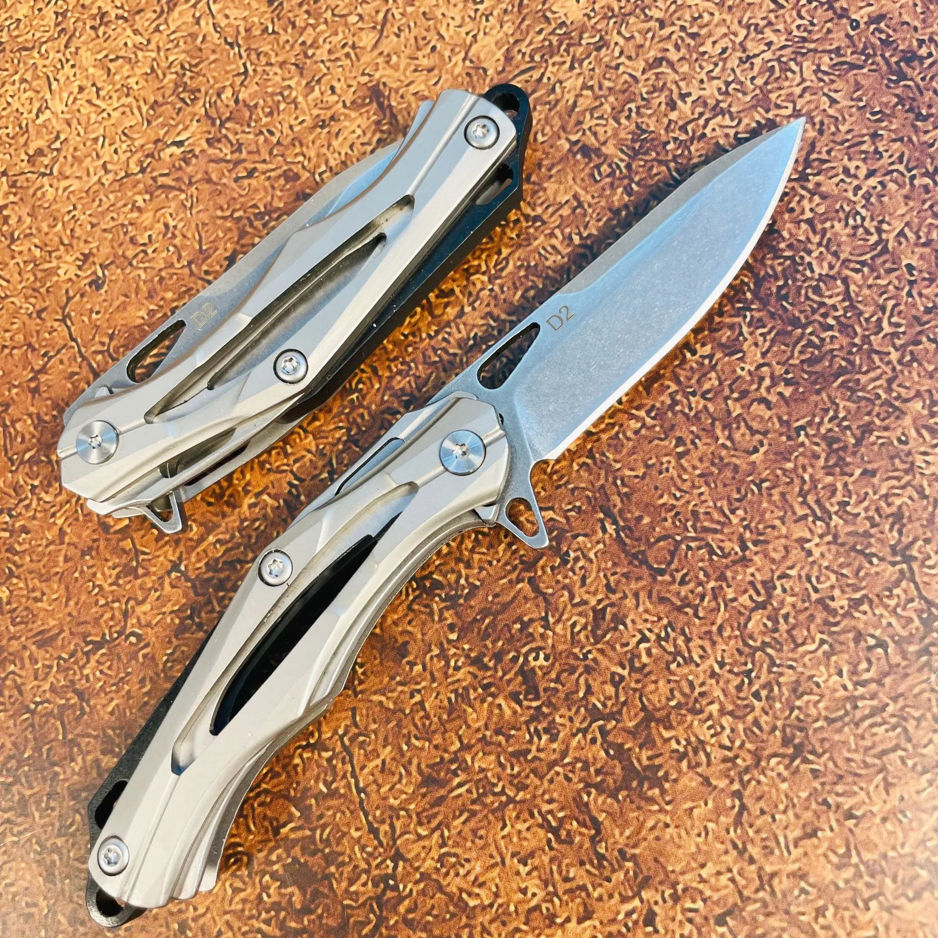 Top Quality S7201 Small Flipper Folding Knife D2 Stone Wash Tanto Blade Stainless Steel Handle Ball Bearing Fast Open Folder EDC Pocket Knives