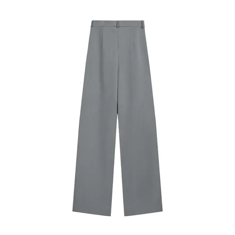 Grey High Waist Wide Leg Office Pants for Women - Summer Style ladies Grey trousers with Straight Casual Style (230808)