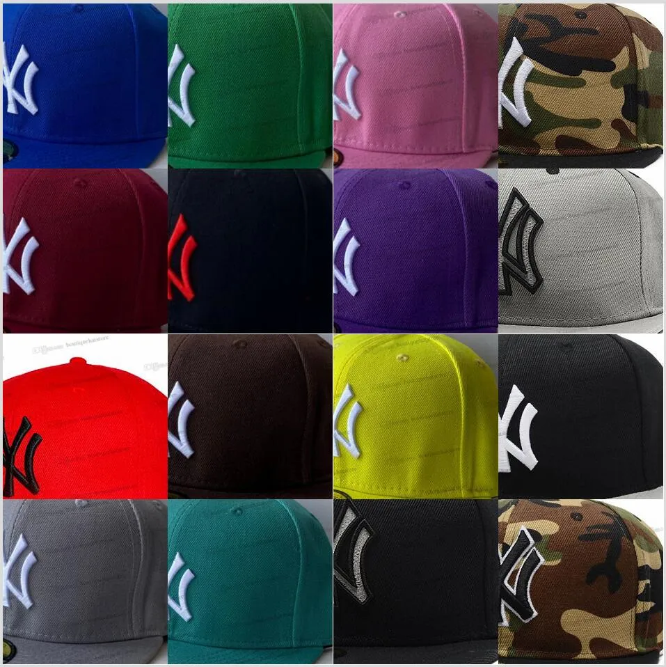 32 Cappelli aderenti da baseball da uomo Colos Blu navy Speciale New "York" Verde chiaro Rosa Nero Grigio Colore Lettera cucita Sport All Team Cappellini a grandezza naturale chiusi Au8-01