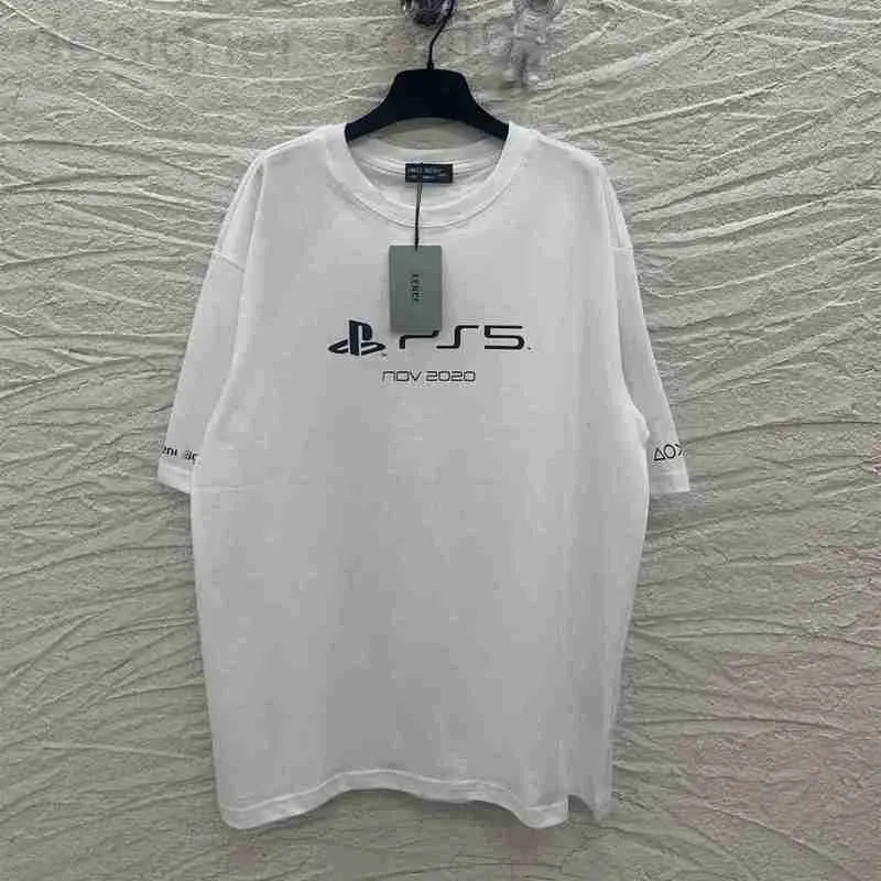 女性用Tシャツデザイナーハイエディション2023夏の新しい高級ファッションBファミリーPS5 COブランド印刷半袖TシャツカップルPYF7
