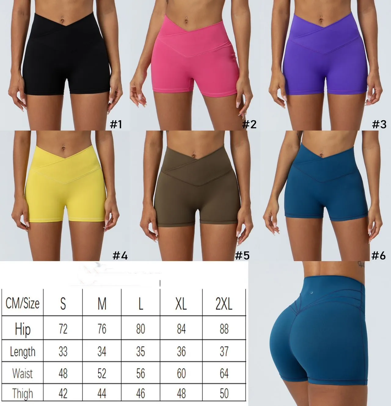 Yoga Shorts Ribber Women's Sports Seamless Cross Waist Pants Running Fitness Stretchy Gym Underwear Workout Short Leggings