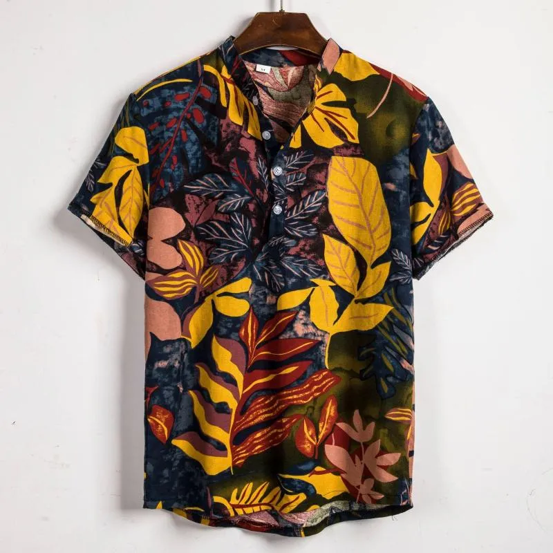 Chemises décontractées pour hommes Impression à manches courtes Boutons amples Séchage rapide Confortable Respirant Beach Street M-3XL