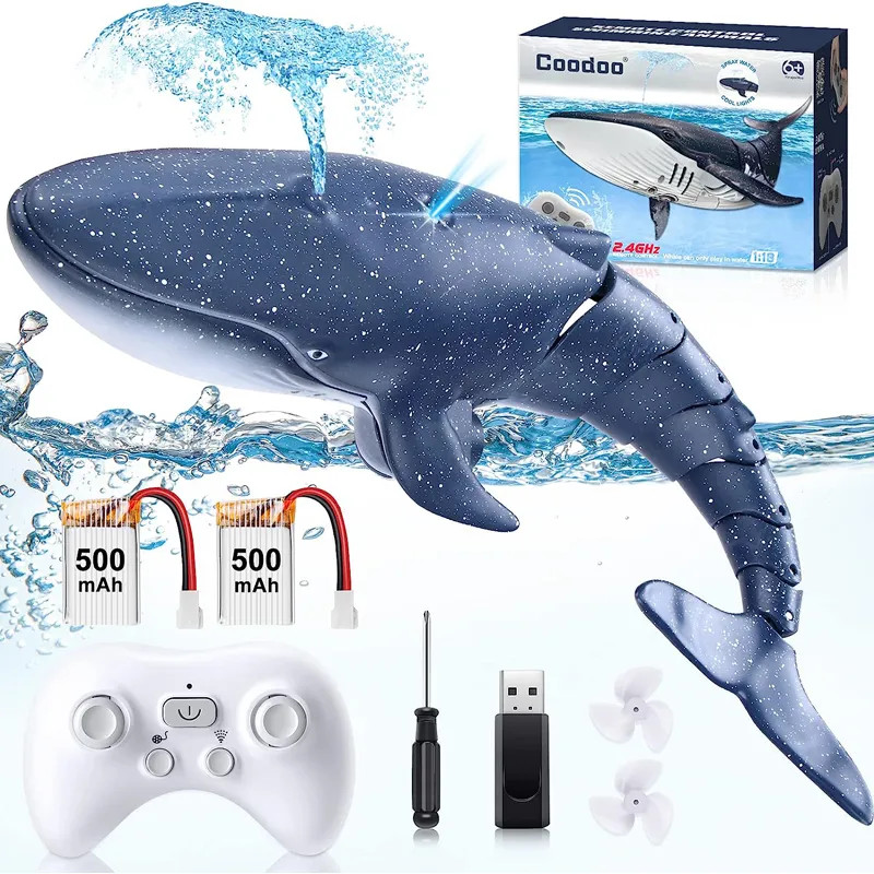 ElectricRC Animals Remote Shark Toys Control Whale RC Boat Water para niños Edad 812 Outdoor Kid 230807