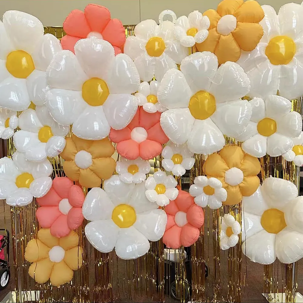 Inne imprezy imprezowe Zajęcia różowe żółte białe stokrotki Folia balony Plumeria Hel Ball Ball Dekoracja urodzin Baby Shower Po Props 230808