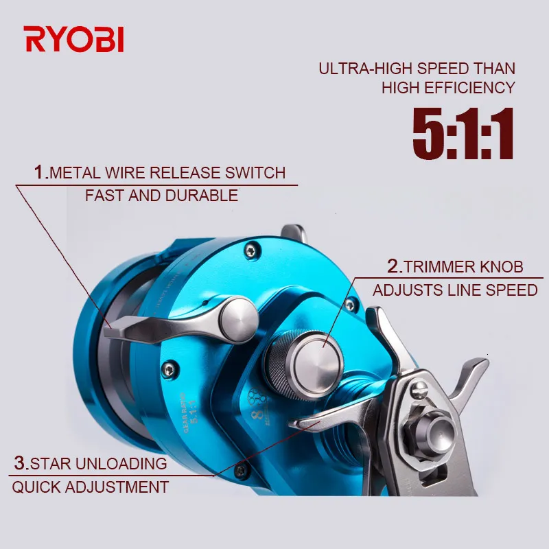 Baitcasting Reels RYOBI RANMI Slow Jigging Wheel Max Drag 16KG