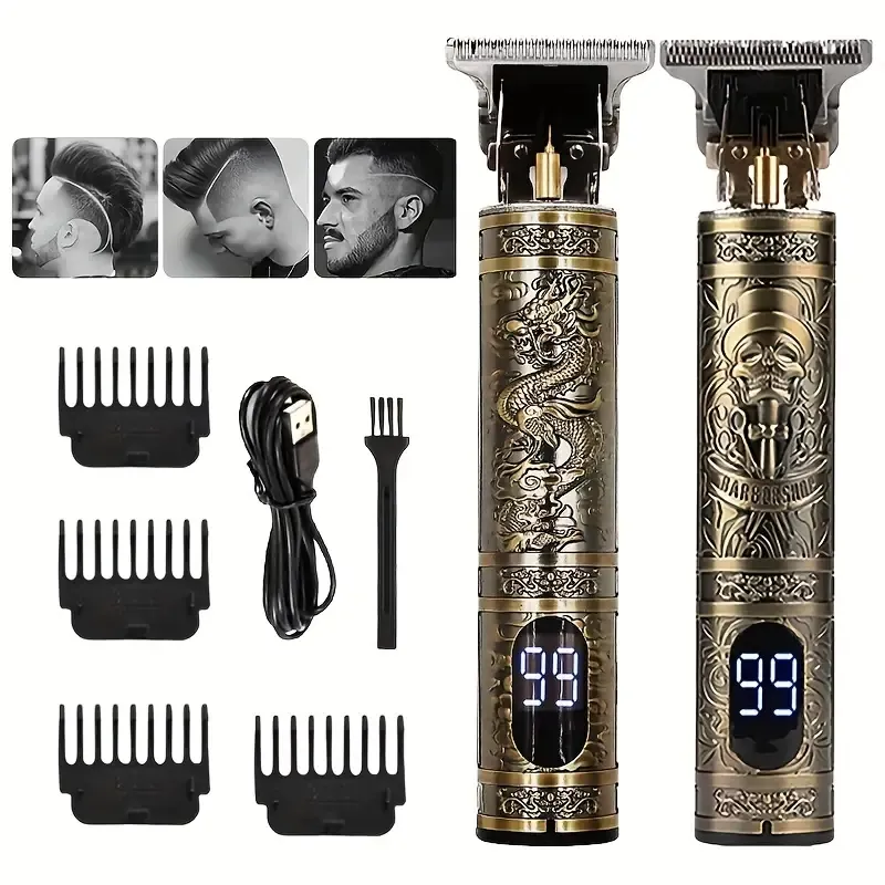 Hårtrimmer T9 Metal Shaver Hair Clipper Electric Barber Salon Hushåll Hårklippmaskin för män