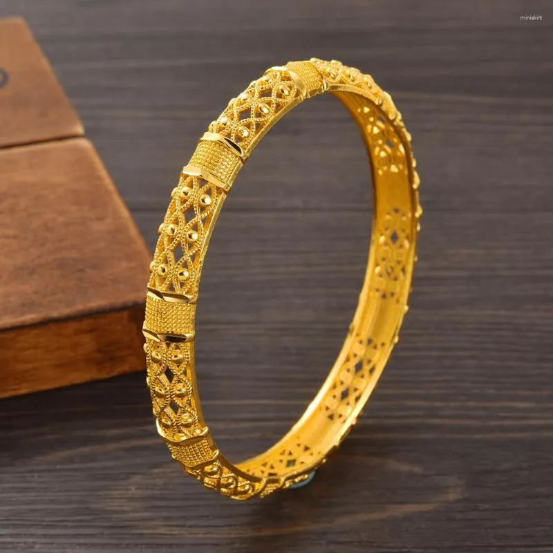 Bangle High Quality Gold Plated 65MM Fashion Europe Dubai Wedding Ethiopian Classic Nicely Cute Bracelet Women Birthday Gift