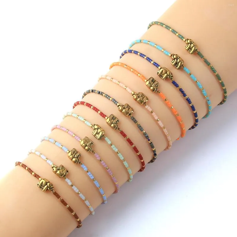 Handmade Elephant Bracelet Gold Plated Miyuki Beaded Friendship Bracelet,  Adjustable Bohemian Jewelry, Wholesale Available