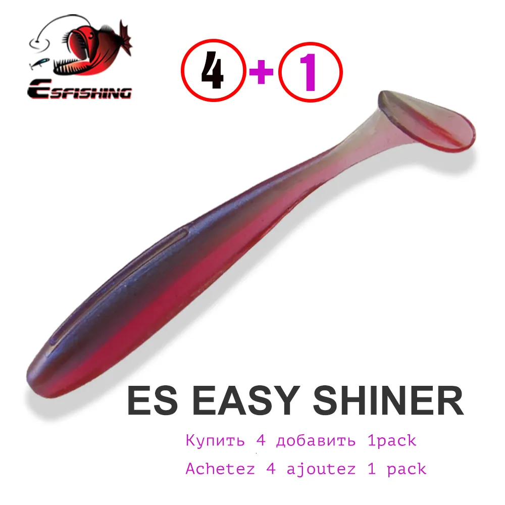 Esche Esche ESFISHING Soft Baits 50 76 100 125 150 180mm ES Easy Shiner T tail Shad Isca Silicone artificiale Pesca Esche da pesca Attrezzatura 230807