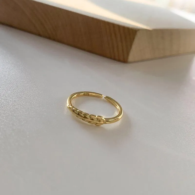 حلقات الكتلة 2023 Gold Silver Color Design Leaf Rice Ear Ring Ring Women Lady Vintage Party Balquet Hand Jewelry Gift