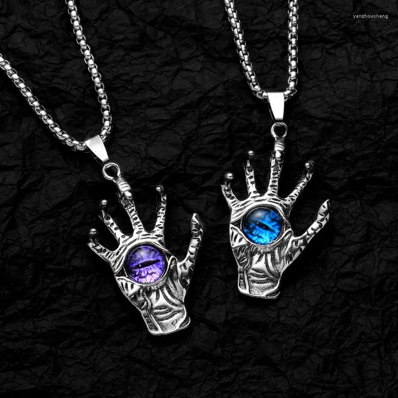 Pendant Necklaces Hip Hop Trend Domineering Personality Street Hipster Necklace Man Demon Eye Palm Hanging Long Men Jewelry