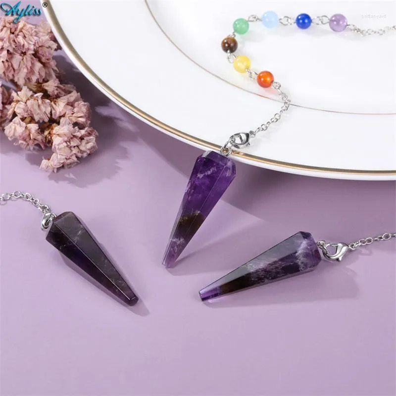 Colliers de pendentif Ayliss 7 Chakra Guérison Crystal Pendulum pour la divination de la radie