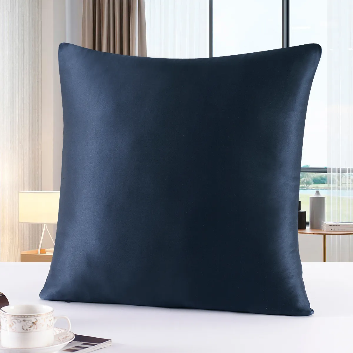 Pillow Case 100% Pure Silk Pillowcase With Zipper Cushion Cover Solid Multicolor Many Sizes 40x40cm 80x80cm 230807