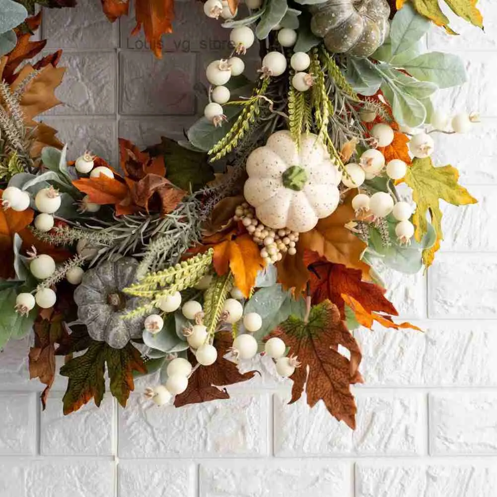 Fall Peony and Pumpkin Wreath, Autumn Year Round Wreaths for Front Door, Fall Wreath Autumn Thanksgiving Harvest Festival Decorations Indoor and