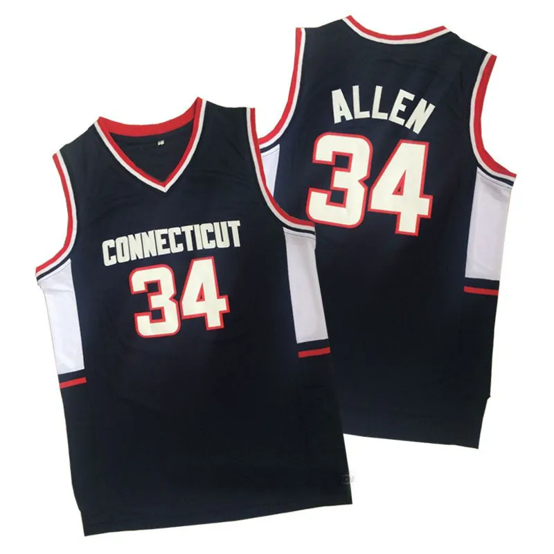 Ray Allen Connecticut Huskies College basketbalshirt blauw maat S-XXL