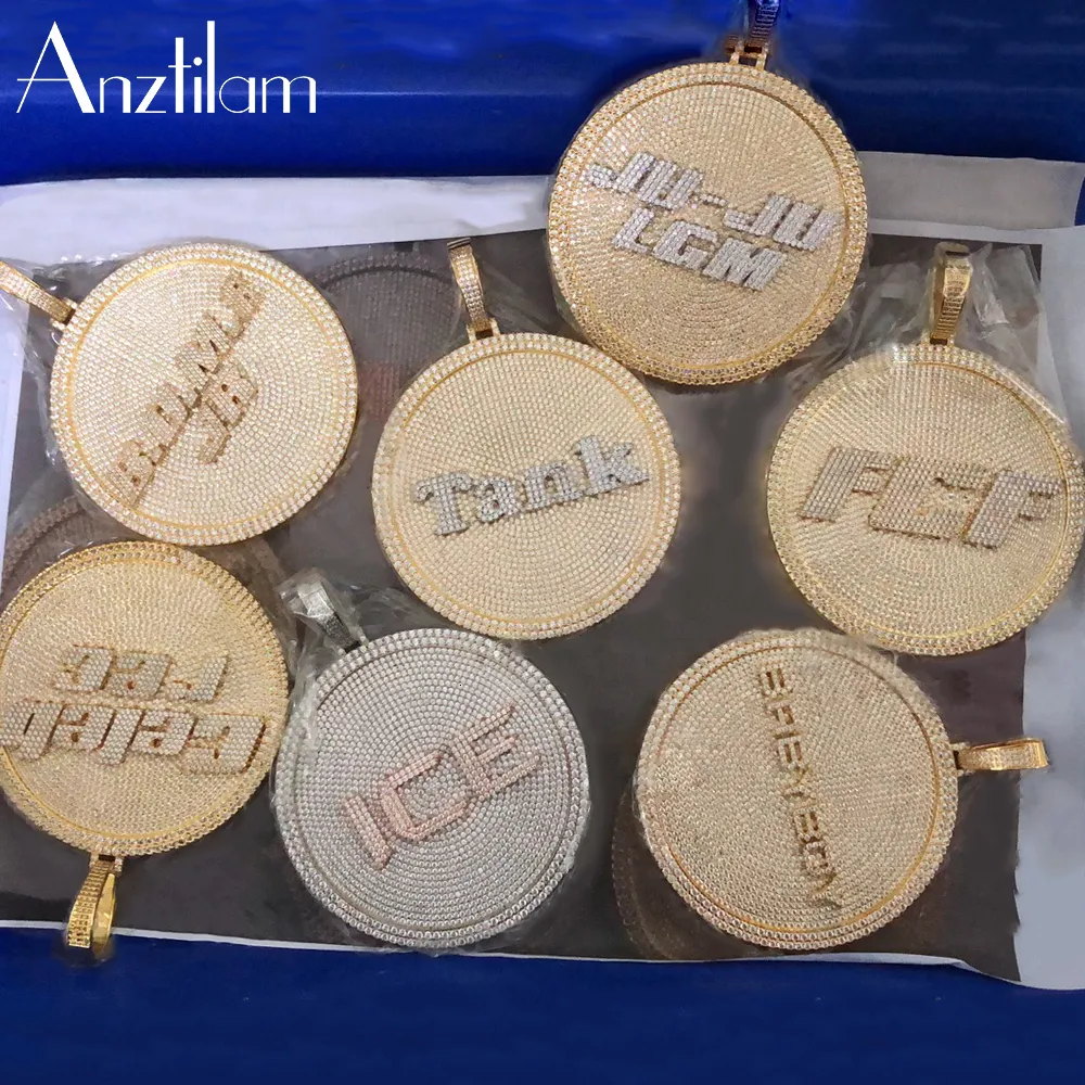 Подвесные ожерелья Hip Hop Iced Out Custom Letters Pendants Paved AAA Кубический камень циркона с золотой ледяной цепью для мужчин женские ювелирные изделия 230807