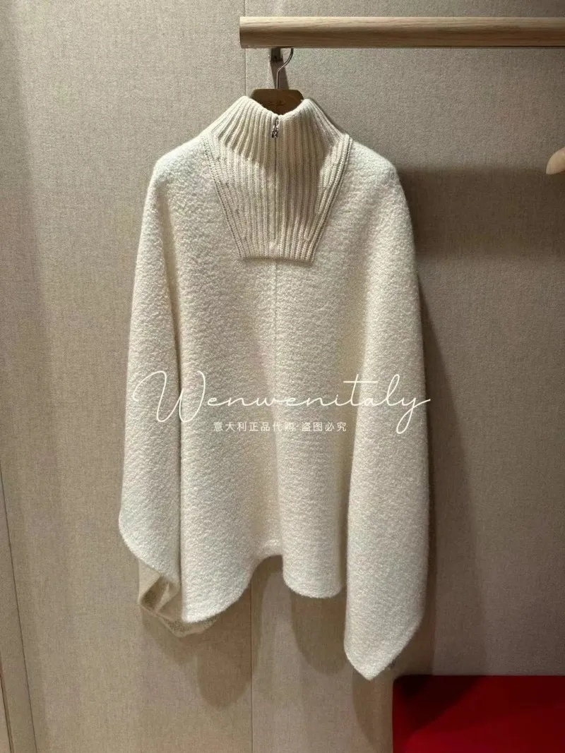 Manteaux pour femmes automne et hiver loro piana manteau de manteau blanc en cachemire à glissière