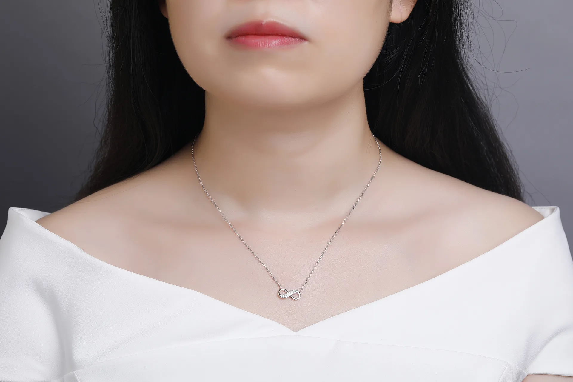2023 japonais et coréen 925S Silver Advanced 8-character Symbol Infinite Charm Set avec pendentif en diamant et collier minimaliste