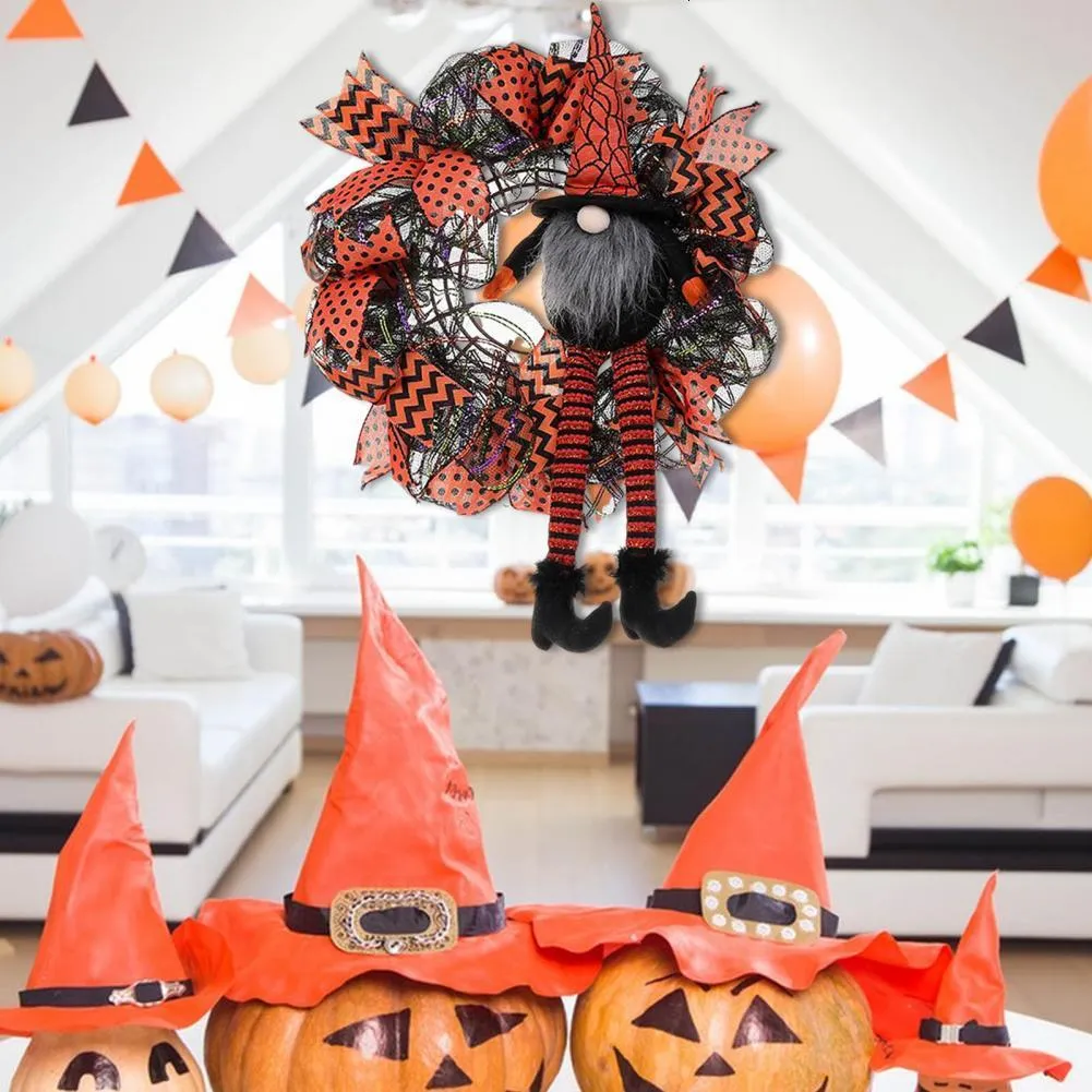 Autres fournitures de fête d'événement Décoration d'Halloween Couronne d'Halloween Ornement de poupée gnome à longues jambes pour la décoration de la porte d'entrée Fête pour l'intérieur pour Halloween 230808