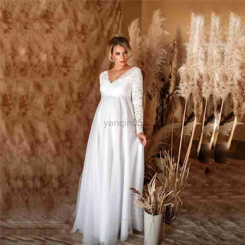 long bell sleeve lace wedding dress Backless Sheath Lace Boho Wedding Dress with Long Bell Sleeves VW1087 –  Viniodress main image 0
