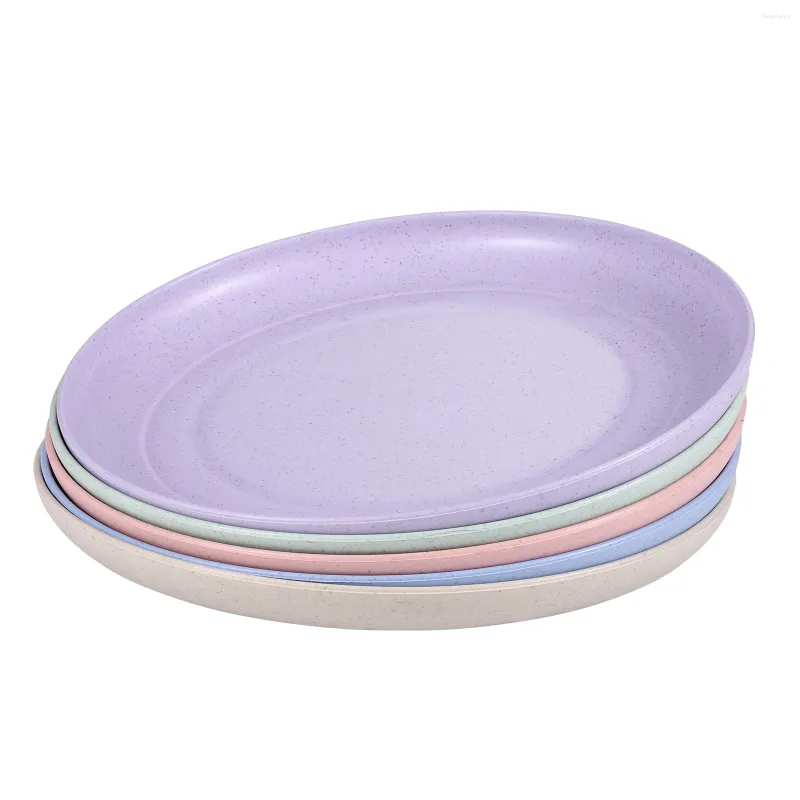 Dinnerware Sets 5pcs Plastic Dinner Plates Reusable Sturdy Set Unbreakable Lightweight For Home Kitchen