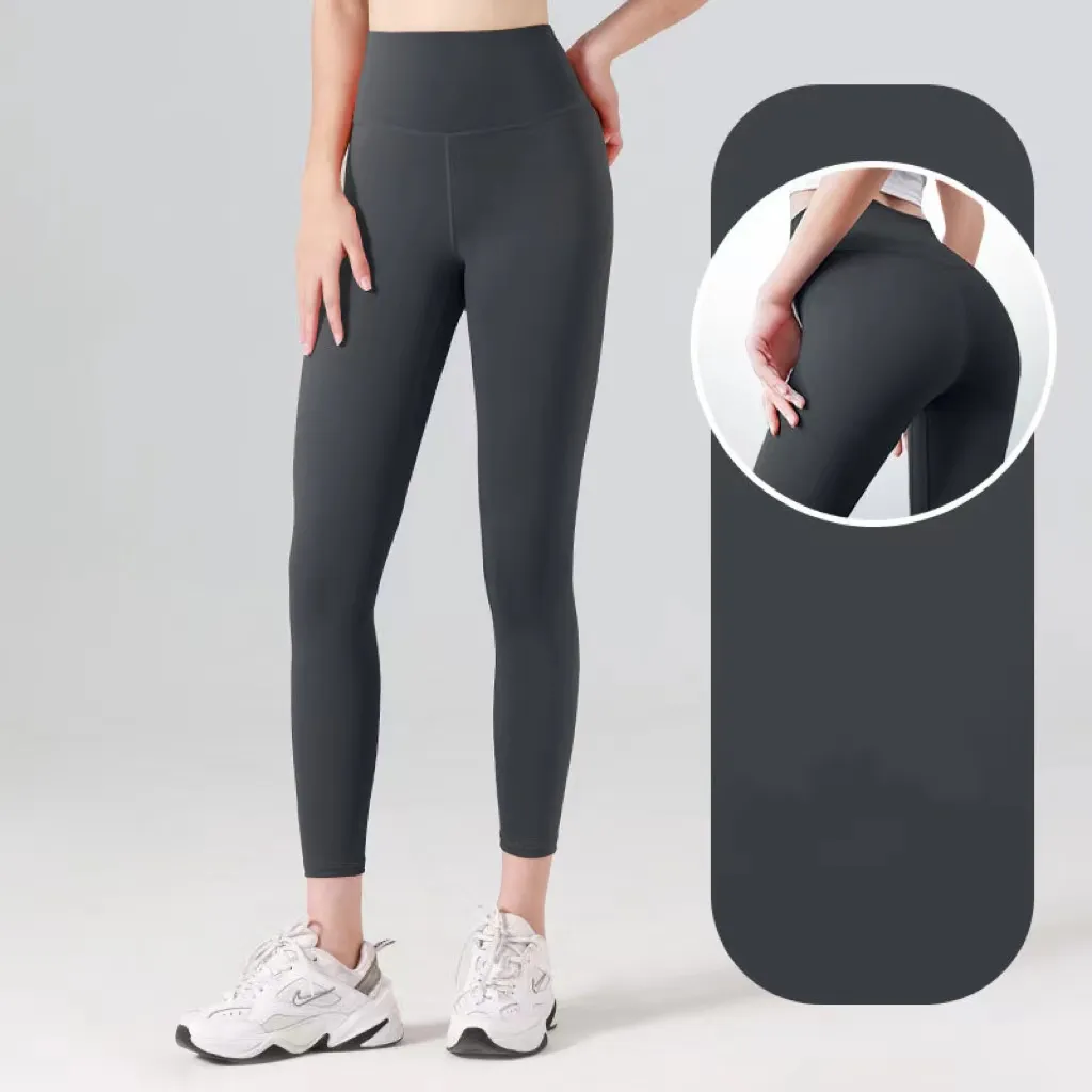 Moda ativa sem costura longa secagem rápida feminino pêssego exercício de fitness altura apertada cintura nu sentido correndo hip elevador calças yoga