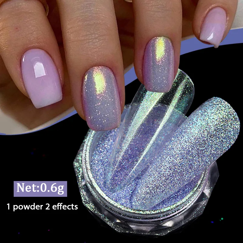 Glitter per unghie Polvere Aurora Shinning Pigmento Viola Blu Polvere di perle Accessori fai da te Manicure Decorazioni effetto zucchero 230808