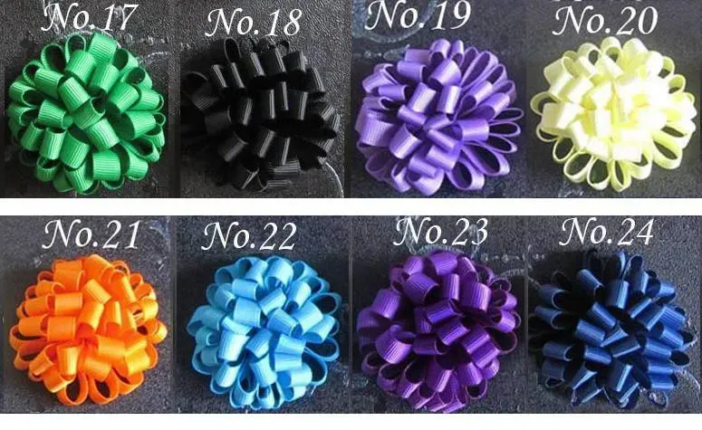 Children Flower Hair Bow Clip Loopy Ribbon ball color mixed Loop Ball for Girls Baby child hair accessories HD813