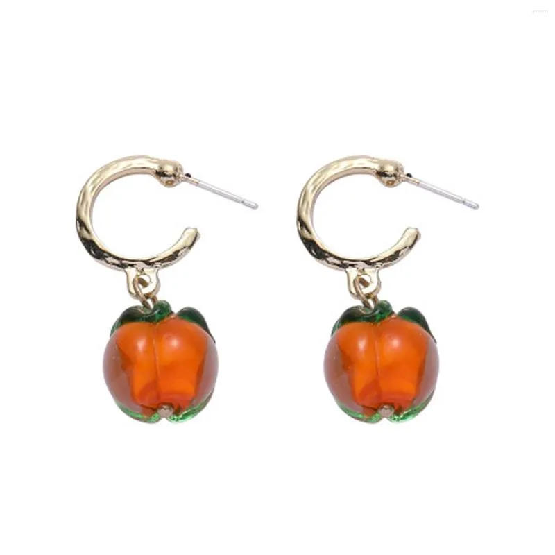 Boucles d'oreilles pendantes 1 paire goutte goujon doux cadeau Clip sur plaqué décontracté fête femmes filles Orange mignon kaki mode bijoux fruits