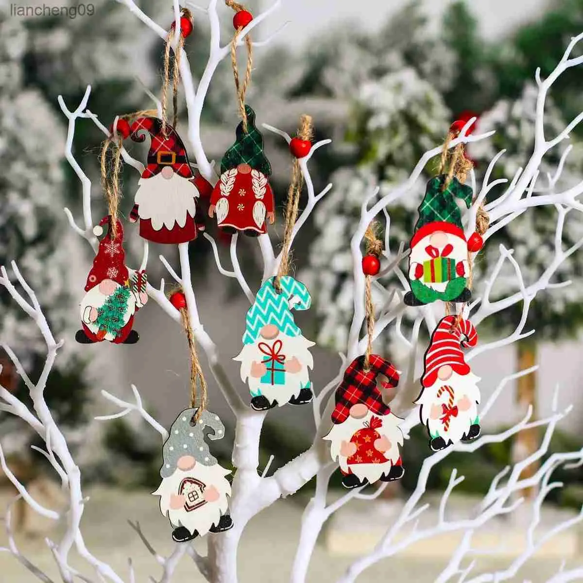 Wooden Christmas Tree Hanging Merry Christmas Decoration for Home Cristmas 2023 Xmas Ornaments Navidad Gifts Happy New Year L230620