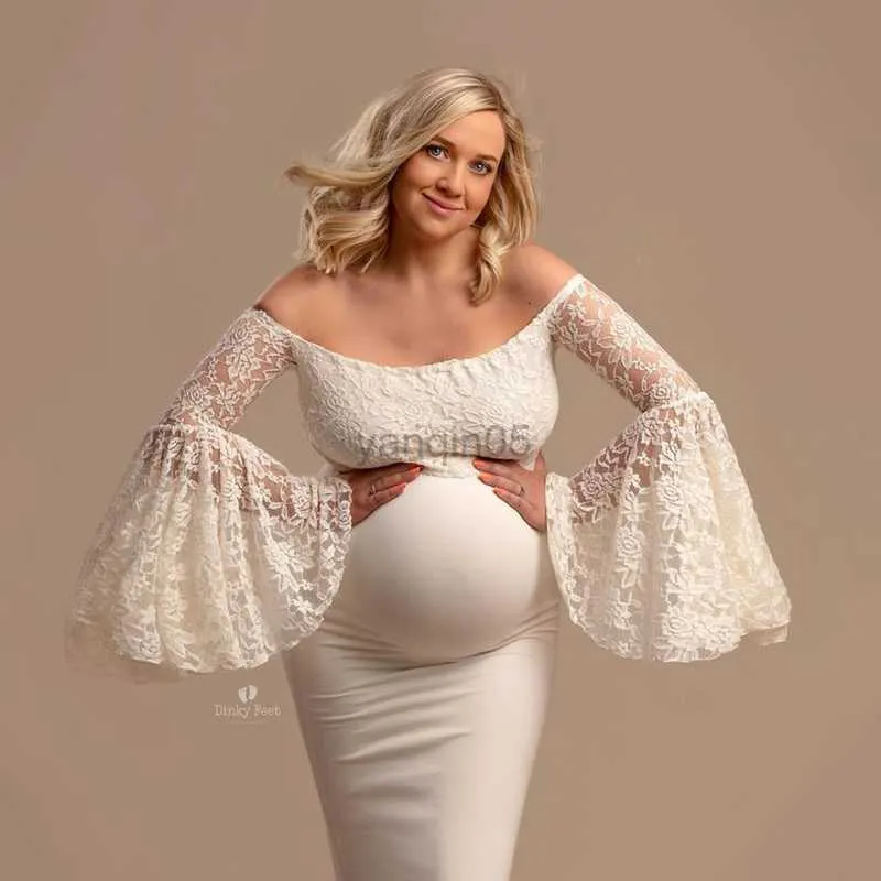 Maternity Dresses Women Pregnant Maternity Dress for Photography photo shoot Summer Lace Maxi Dress Pregnancy Maternity Clothes HKD230808