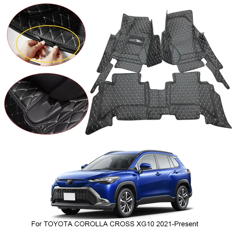 Tapete de carro 3D Full Surround para Toyota Corolla Cross XG10 2021-2025 forro almofada de pé tapete couro PU acessório à prova d'água