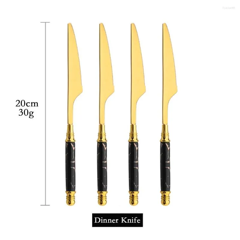 Geschirr-Sets, 4-teilig, Schwarzgold, Keramikgriff, Besteck-Set, Edelstahl, Geschirr, westliches Abendessen, Messer, Besteck, Besteck