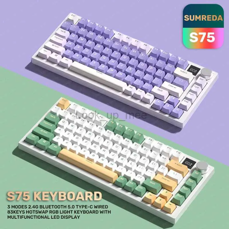 Sumreda S75 Wireless Mechanical Keyboard Gaming 81Keys 2.4G Bluetooth Game Keyboard RGB Backbellitt HOTSWAP Gamer Keyboard TecLado HKD230808