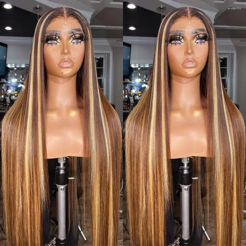 Плотность 200% подчеркивает парики Human Hair Honey Blonde Brazilian прямые кружевы передние парики для чернокожих женщин 13x2 T Part